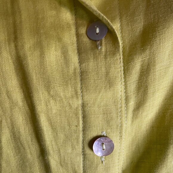 SAB Collections lime green 100% linen button down shirt and pants Size 7-8 - Picture 6 of 9